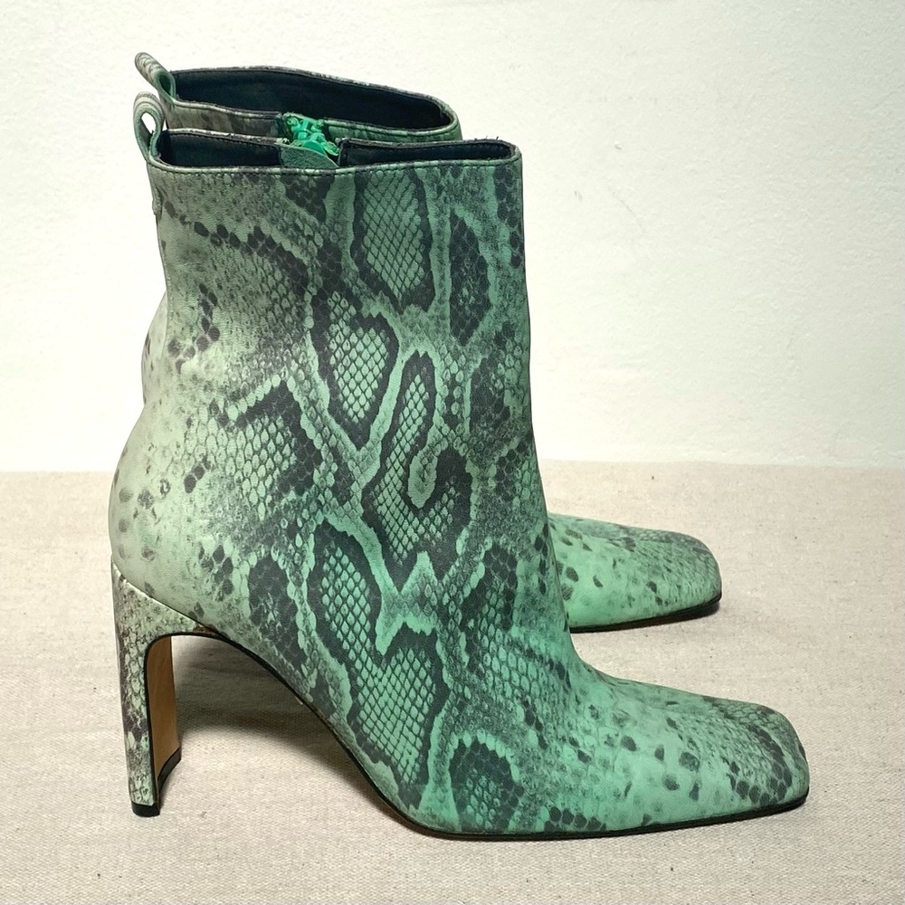 Miista London marchelle light green snake print square toe heeled boots sz 39 - Picture 4 of 8